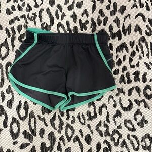 Black Athletic Shorts with Green Trim